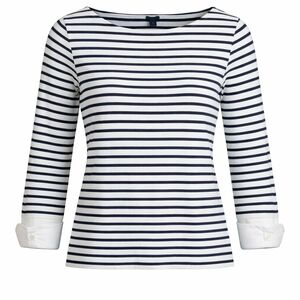 Womens XL J.Crew striped boatneck long sleeve shirt wide cuff ends